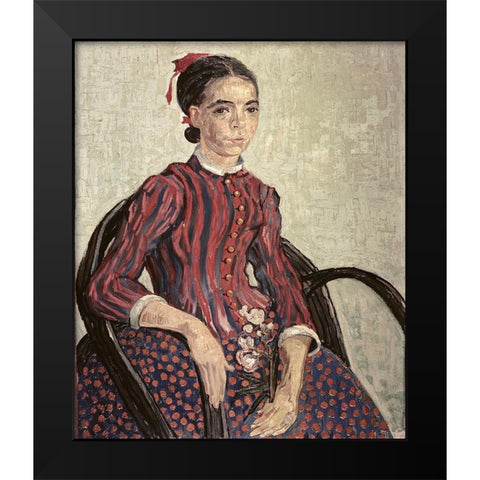 La Mousme Black Modern Wood Framed Art Print by Van Gogh, Vincent