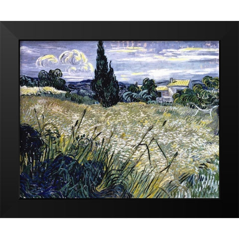 Landscape with Green Corn Black Modern Wood Framed Art Print by Van Gogh, Vincent