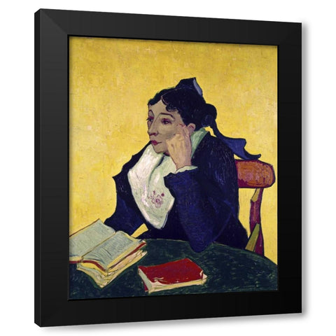 LArlesienne: Madame Joseph Michel Ginoux Black Modern Wood Framed Art Print with Double Matting by Van Gogh, Vincent