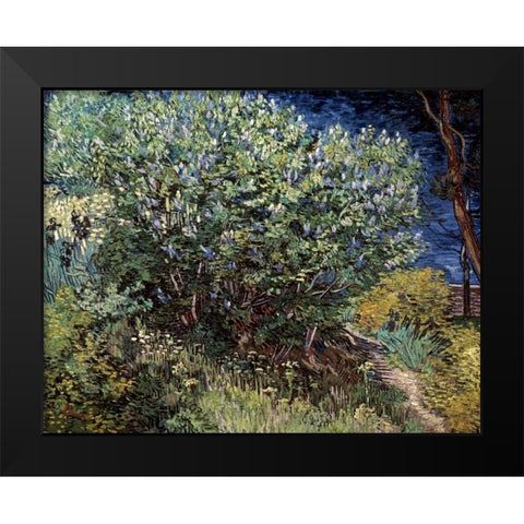 Lilacs Black Modern Wood Framed Art Print by Van Gogh, Vincent