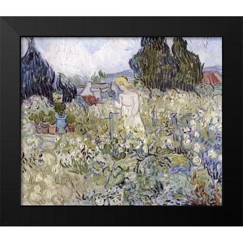 Marguerite Gachet in the Garden at Auvers-Sur-Oise Black Modern Wood Framed Art Print by Van Gogh, Vincent