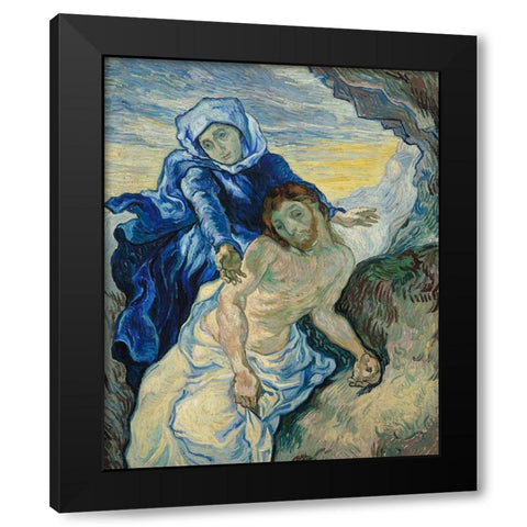 Pieta (After Delacroix) Black Modern Wood Framed Art Print by Van Gogh, Vincent