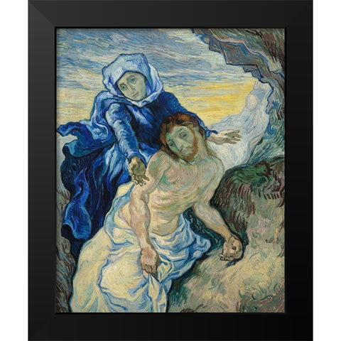 Pieta (After Delacroix) Black Modern Wood Framed Art Print by Van Gogh, Vincent