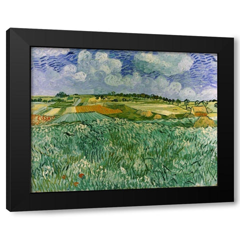 Plain Near Auvers Black Modern Wood Framed Art Print with Double Matting by Van Gogh, Vincent