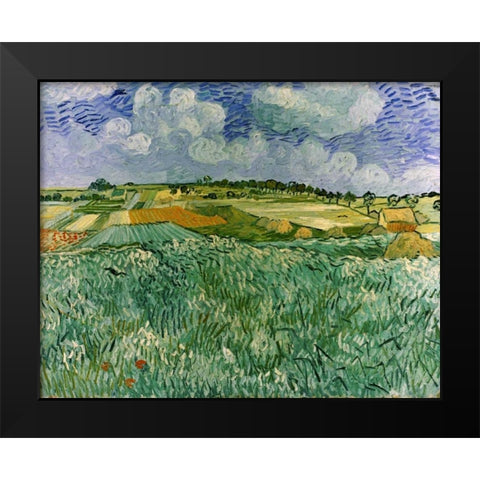 Plain Near Auvers Black Modern Wood Framed Art Print by Van Gogh, Vincent