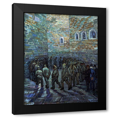 Prisoners Exercising - After Dore Black Modern Wood Framed Art Print with Double Matting by Van Gogh, Vincent