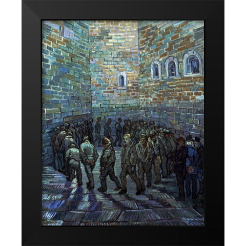 Prisoners Exercising - After Dore Black Modern Wood Framed Art Print by Van Gogh, Vincent