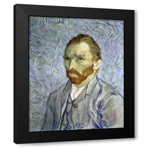 Self Portrait Black Modern Wood Framed Art Print with Double Matting by Van Gogh, Vincent