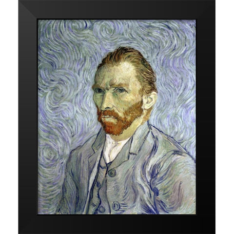 Self Portrait Black Modern Wood Framed Art Print by Van Gogh, Vincent
