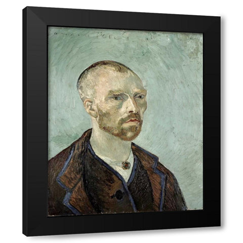 Self Portrait - I Black Modern Wood Framed Art Print with Double Matting by Van Gogh, Vincent