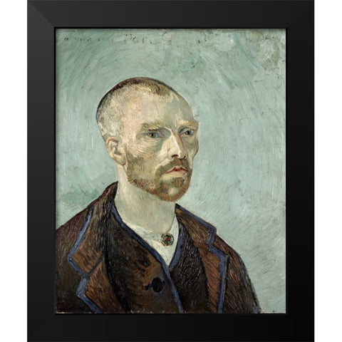 Self Portrait - I Black Modern Wood Framed Art Print by Van Gogh, Vincent