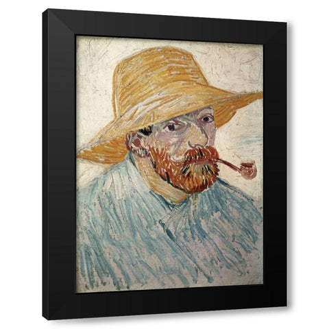 Self Portrait 1888 Black Modern Wood Framed Art Print with Double Matting by Van Gogh, Vincent
