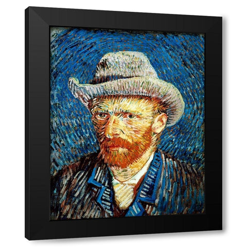 Self Portrait in Grey Felt Hat Black Modern Wood Framed Art Print by Van Gogh, Vincent