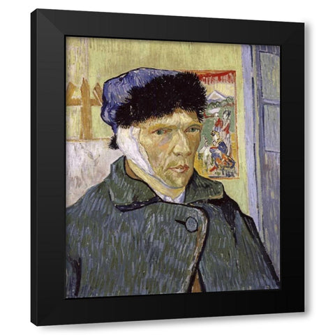 Self Portrait With Bandaged Ear Black Modern Wood Framed Art Print with Double Matting by Van Gogh, Vincent