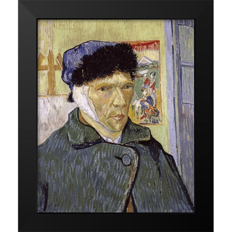 Self Portrait With Bandaged Ear Black Modern Wood Framed Art Print by Van Gogh, Vincent