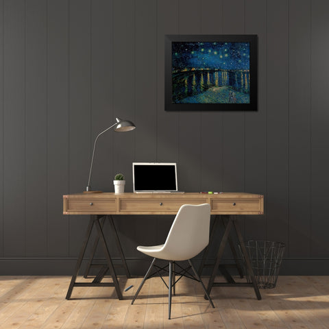 Starlight Over the Rhone Black Modern Wood Framed Art Print by Van Gogh, Vincent