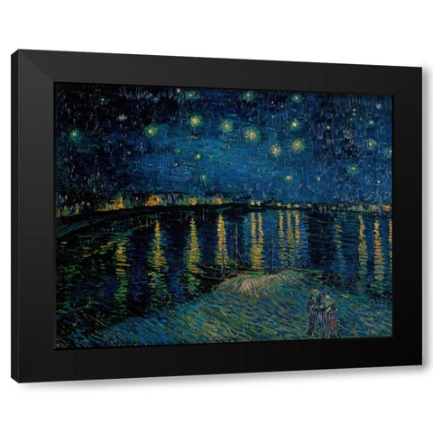 Starlight Over the Rhone Black Modern Wood Framed Art Print with Double Matting by Van Gogh, Vincent