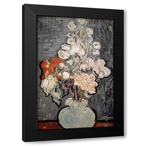 Still Life: Vase With Rose-Mallows Black Modern Wood Framed Art Print with Double Matting by Van Gogh, Vincent
