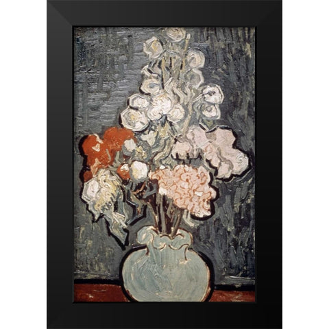Still Life: Vase With Rose-Mallows Black Modern Wood Framed Art Print by Van Gogh, Vincent