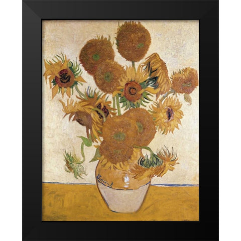 Sunflowers, 1888 Black Modern Wood Framed Art Print by Van Gogh, Vincent