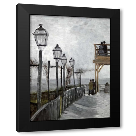 Terrace and Observation Deck at the Moulin Black Modern Wood Framed Art Print by Van Gogh, Vincent