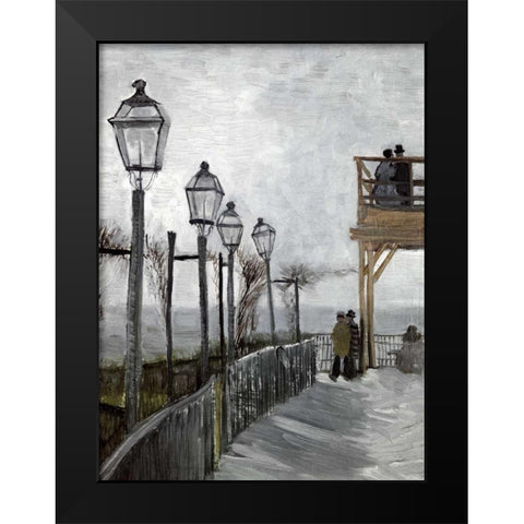 Terrace and Observation Deck at the Moulin Black Modern Wood Framed Art Print by Van Gogh, Vincent