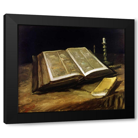 The Bible: Still Life Black Modern Wood Framed Art Print with Double Matting by Van Gogh, Vincent