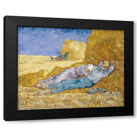 The Siesta - La Siesta Black Modern Wood Framed Art Print with Double Matting by Van Gogh, Vincent