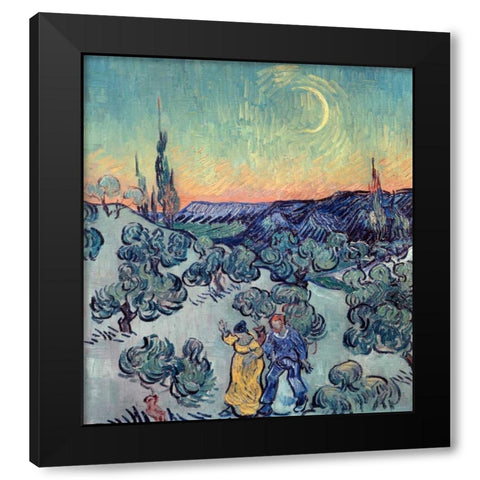 The Stroll, Evening Black Modern Wood Framed Art Print with Double Matting by Van Gogh, Vincent