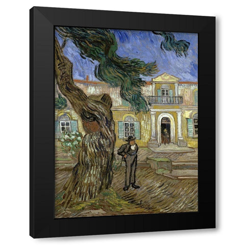 Tree and Man (Saint Paul Hospital at Saint Remy) Black Modern Wood Framed Art Print by Van Gogh, Vincent