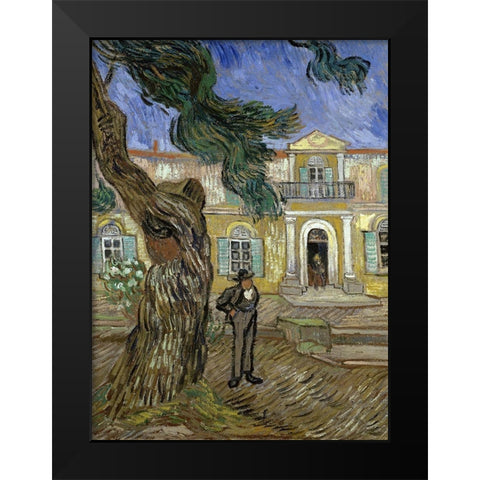 Tree and Man (Saint Paul Hospital at Saint Remy) Black Modern Wood Framed Art Print by Van Gogh, Vincent