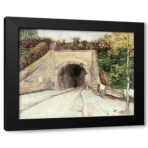 Tunnel Through Hillside Black Modern Wood Framed Art Print with Double Matting by Van Gogh, Vincent