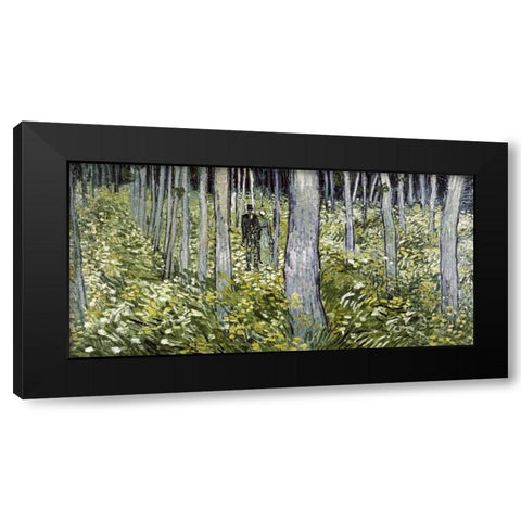 Undergrowth with Two Figures Black Modern Wood Framed Art Print with Double Matting by Van Gogh, Vincent