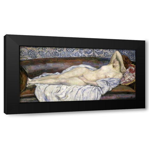 Nu Allouge Black Modern Wood Framed Art Print by Van Rysselberghe, Theo