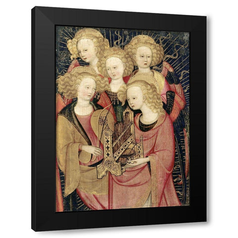 Angel Musicians Black Modern Wood Framed Art Print by Verona, Stefano da