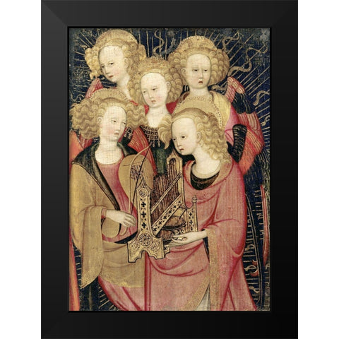 Angel Musicians Black Modern Wood Framed Art Print by Verona, Stefano da
