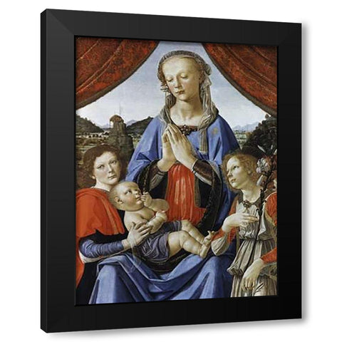 Madonna and Child With Saints Black Modern Wood Framed Art Print by Del Verrocchio, Andrea
