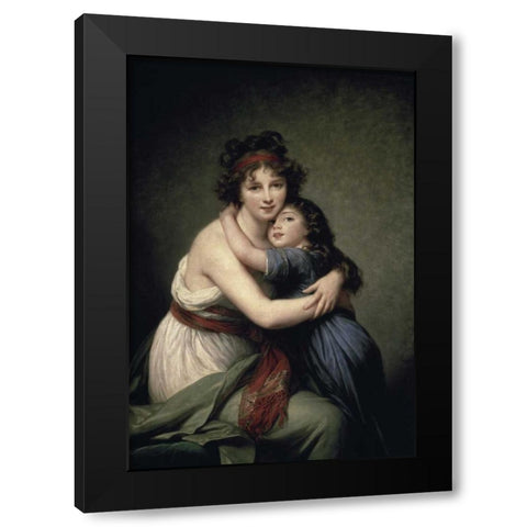 Madame Vigee Le Brun and Her Daughter Black Modern Wood Framed Art Print with Double Matting by Le Brun, Elisabeth Vigee