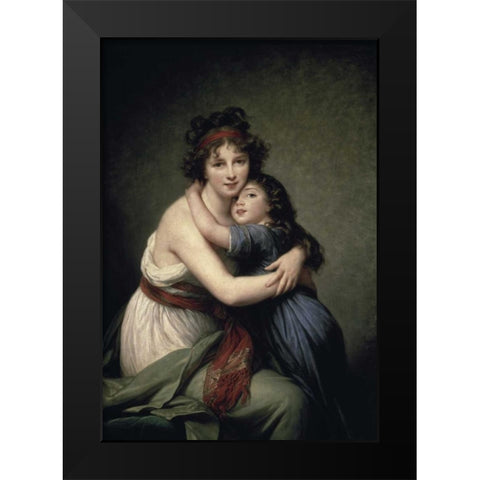 Madame Vigee Le Brun and Her Daughter Black Modern Wood Framed Art Print by Le Brun, Elisabeth Vigee