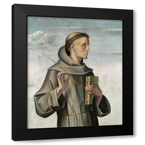 Saint Anthony Black Modern Wood Framed Art Print by Vivarini, Antonio