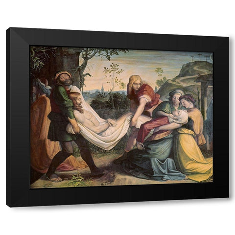 Christ Being Entombed Black Modern Wood Framed Art Print with Double Matting by Von Cornelius, Peter