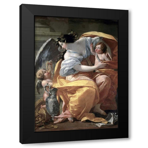 Allegory of Wealth, late 17th C. Black Modern Wood Framed Art Print with Double Matting by Vouet, Simon
