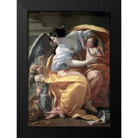 Allegory of Wealth, late 17th C. Black Modern Wood Framed Art Print by Vouet, Simon