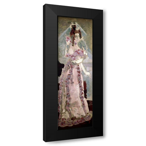 Portrait of a Woman at a Grand Piano Black Modern Wood Framed Art Print with Double Matting by Vrubel, Mihail Aleksandrovic