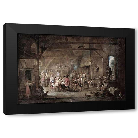 At The Bar Black Modern Wood Framed Art Print by Wael, Cornelis de