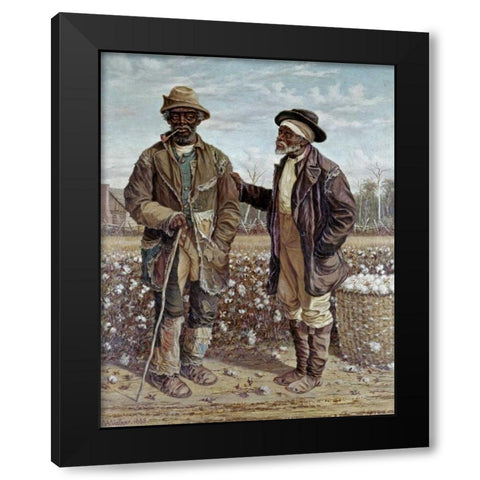 Two Elderly Cotton Pickers Black Modern Wood Framed Art Print with Double Matting by Walker, Frederick