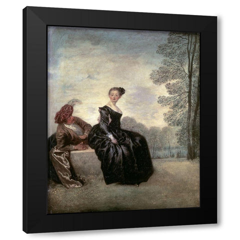 Launisches Madchen Black Modern Wood Framed Art Print by Watteau, Jean-Antoine