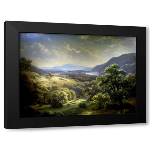 Summer Landscape Black Modern Wood Framed Art Print with Double Matting by Weber, Paul