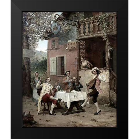 Cabaret De La Couronne Black Modern Wood Framed Art Print by Weiss, Emile Georges