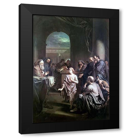 Boy Jesus In Temple Black Modern Wood Framed Art Print by van der Werff, Adriaen
